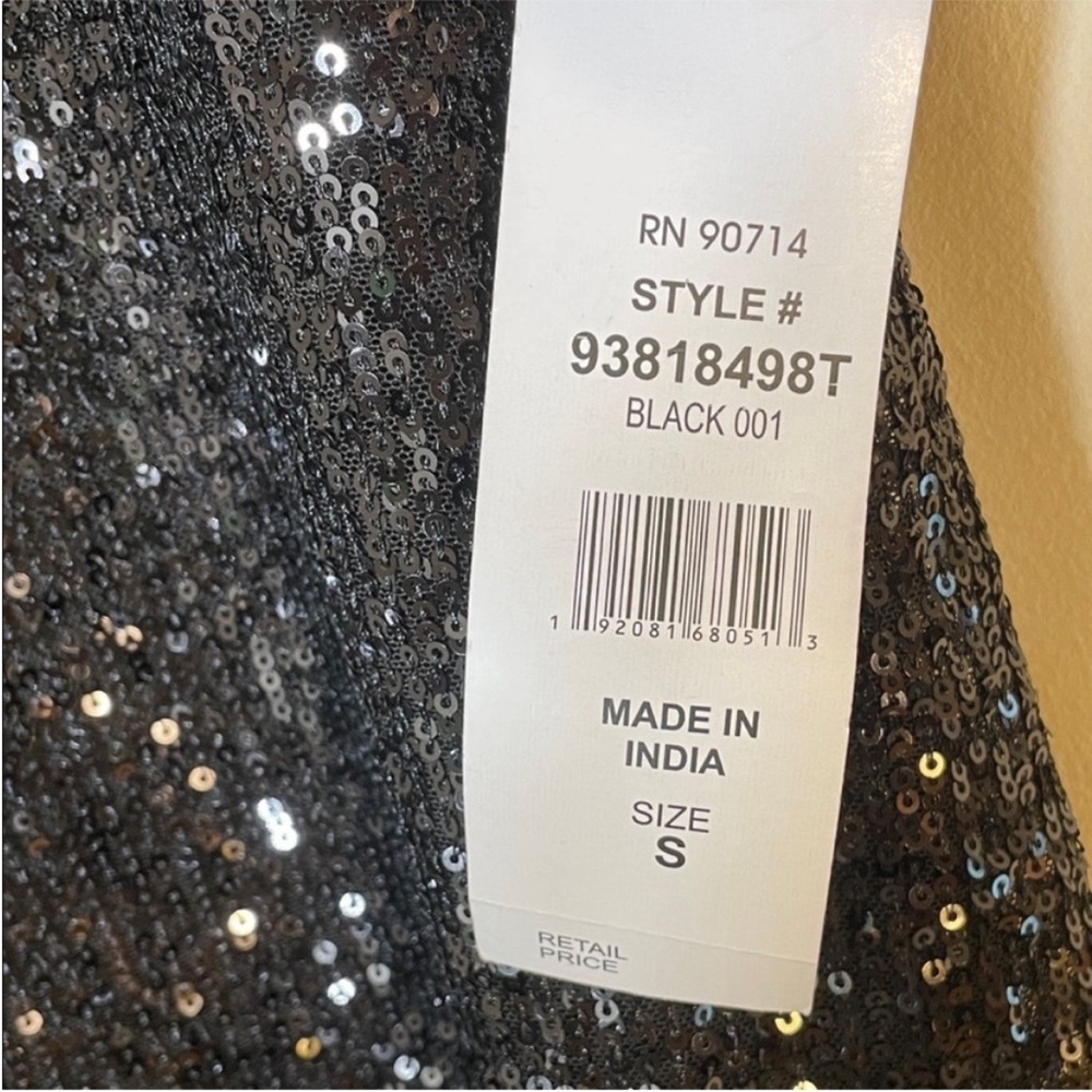 MSK Black Sequin A-Line Midi Dress. Small. NWT. - Picture 4 of 14